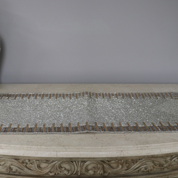 Tahari Home Other - TAHARI HOME BEADED & SEQUINS CENTERPIECE TABLE RUNNER - 13x36 - NEW -SILVER/GOLD